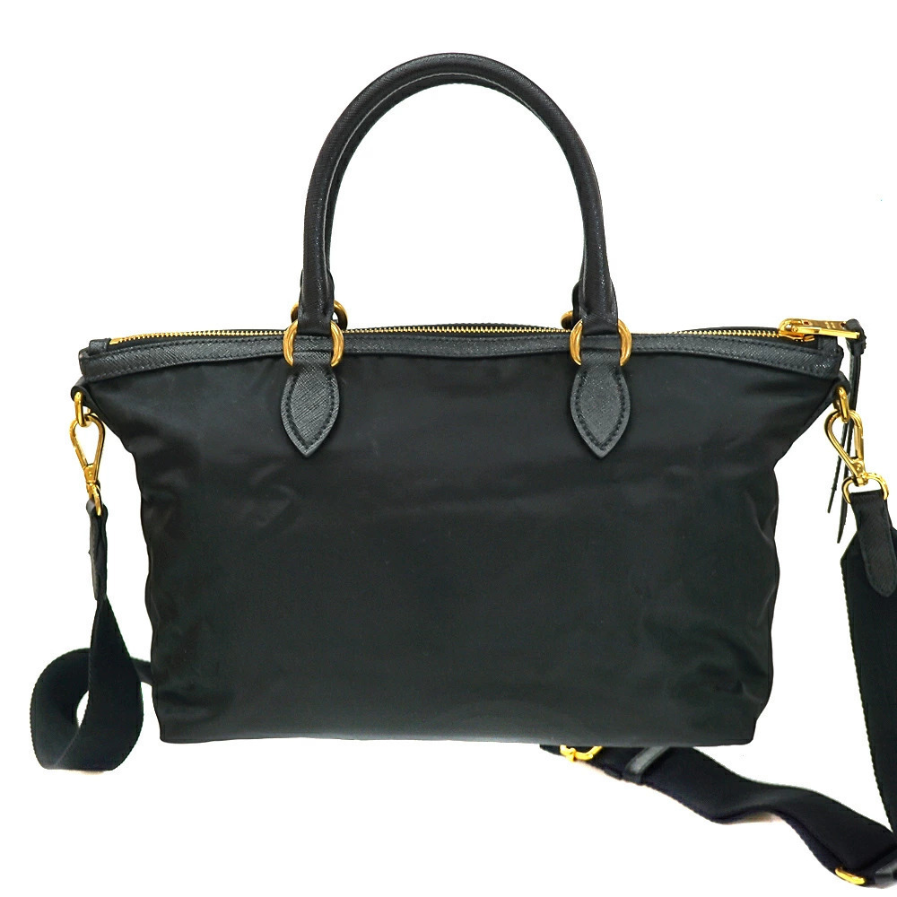 Prada Tessuto Saffiano leather 2way crossbody tote bag Black